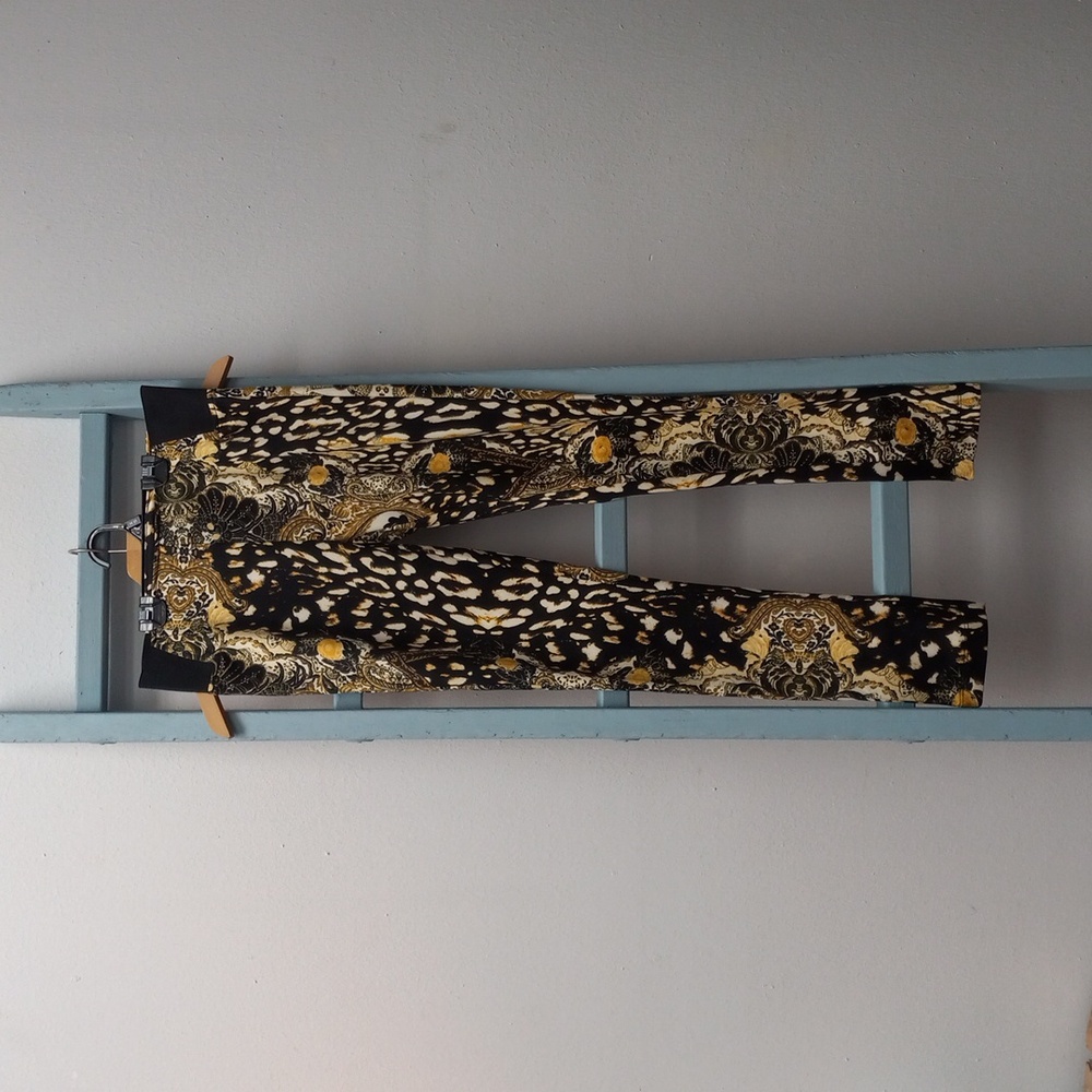 Niki Minaj poly/spandex patented gold black design stretch bodycon pants M